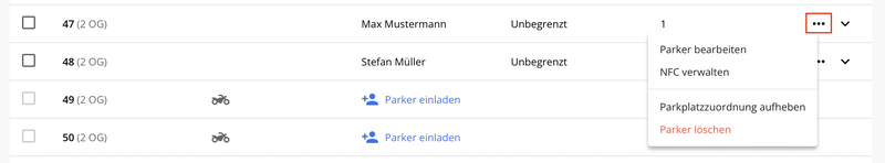 Screenshot Stellplatzübersicht, Bearbeiten NEU