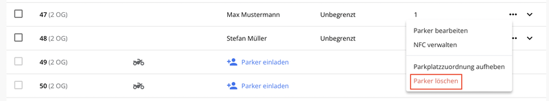 Screenshot Stellplatzübersicht, Bearbeiten NEU 2